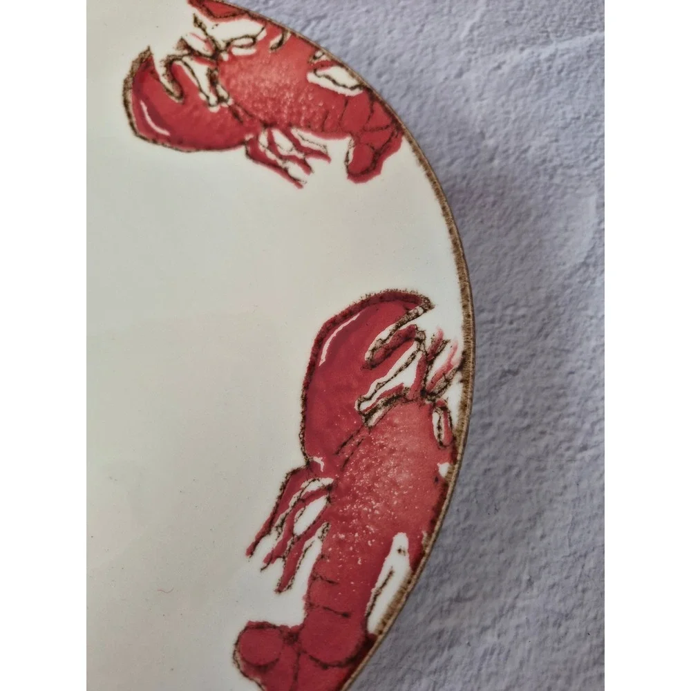 V.Ceramic Lobster Dinner Plate 10.5 Inch Made in Portugal Coastal Nautical Red